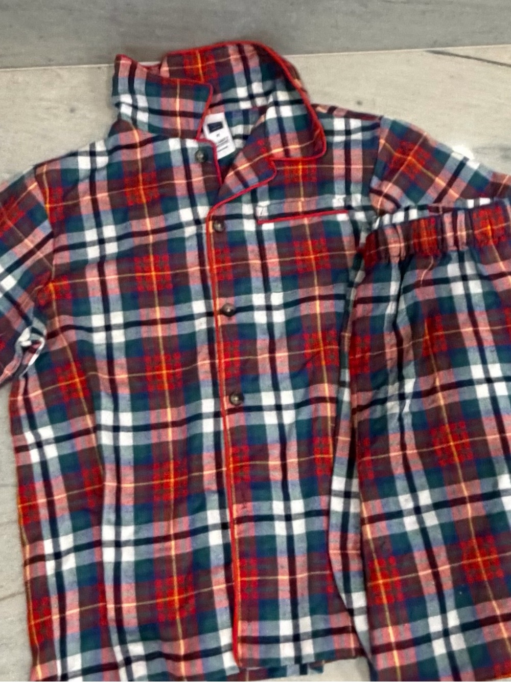 Boys Plaid Flannel Shirt - Red and Green